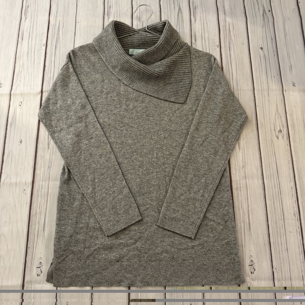 Celeste Womens Medium‎ Wool Cashmere Sweater Gray Cowl Neck Soft Knit